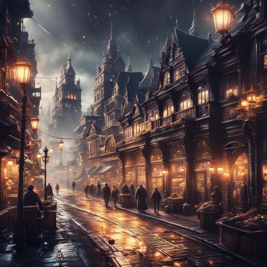 Epic Lit Town: Digital Matte Painting