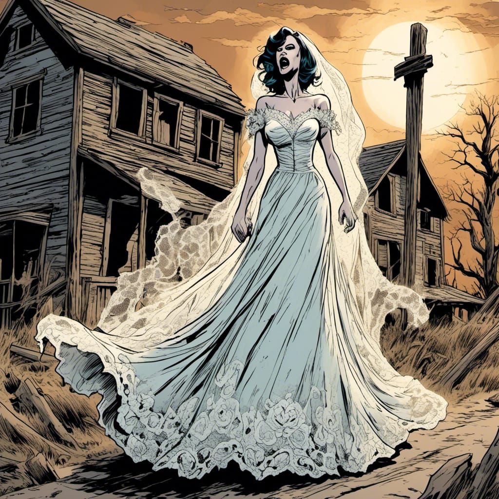 Screaming Ghost Bride in Haunted Western Town