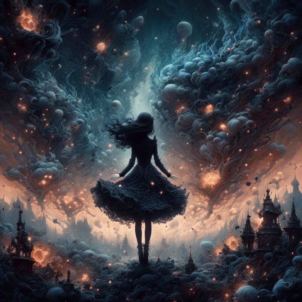 Alice in Wonderland Starry Night Collage