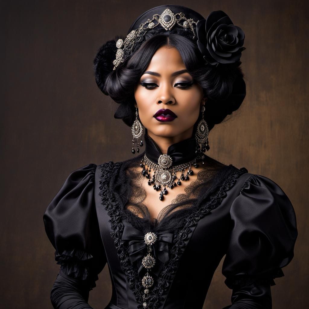 Blasian Woman in Victorian Gothic Style