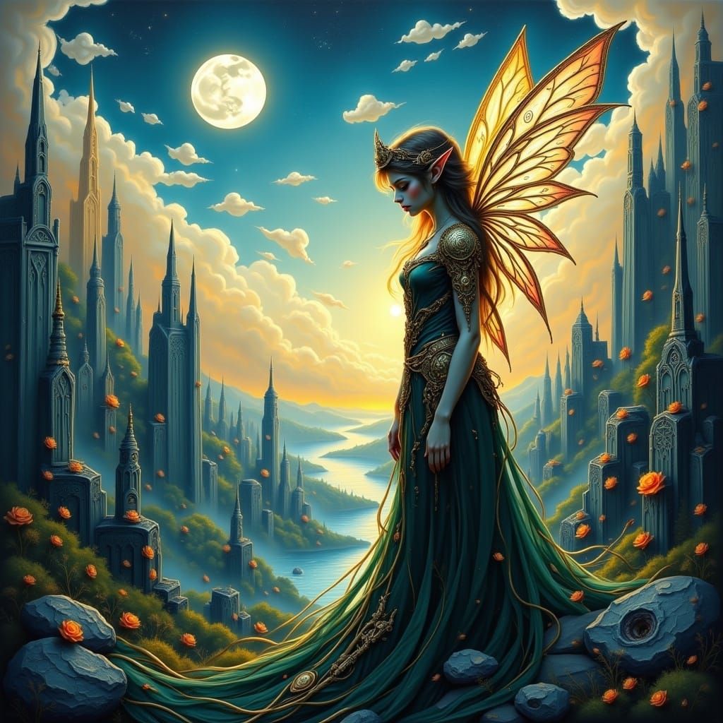 Victorious Warrior in Golden Era Landscape