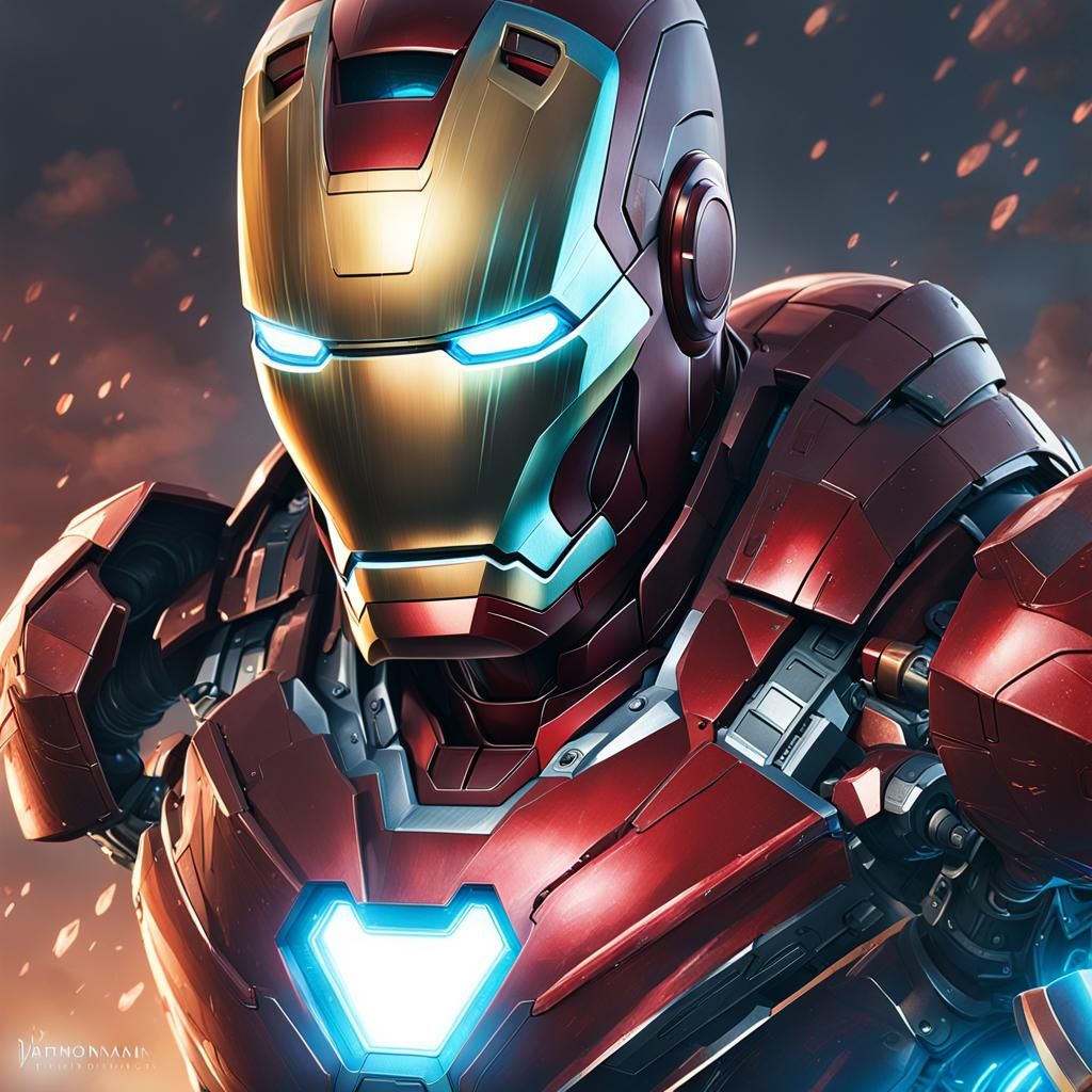 Iron Man Portrait in Hyperdetailed Art Style