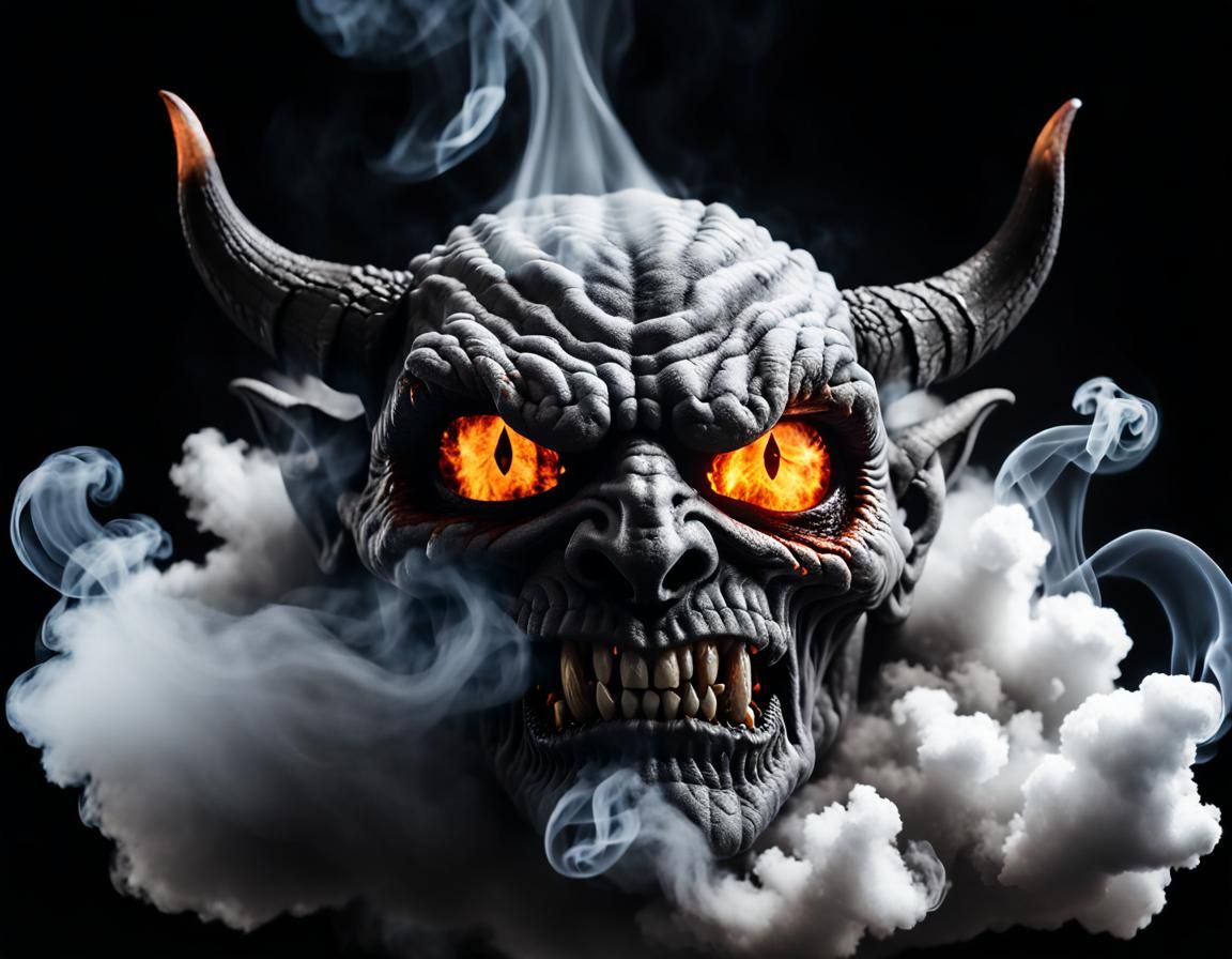 Demonic Eyes Emerging from Smoke in Dark Academia Style