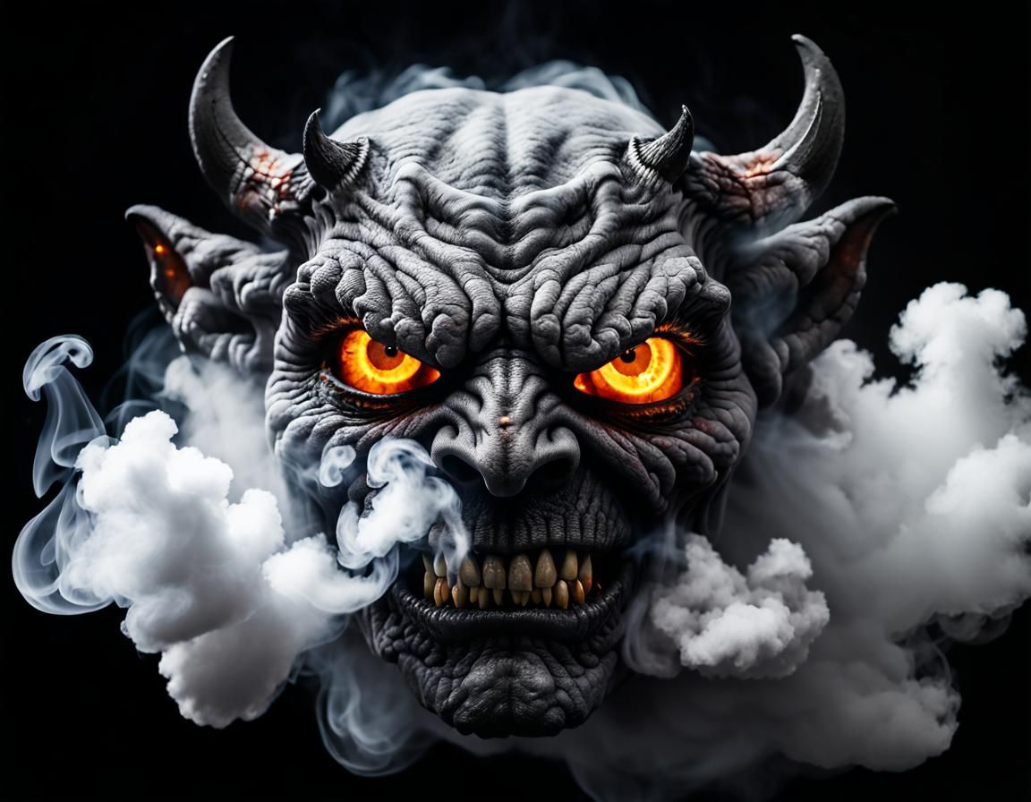 Demonic Eyes in Smoky Darkness: 8K Resolution