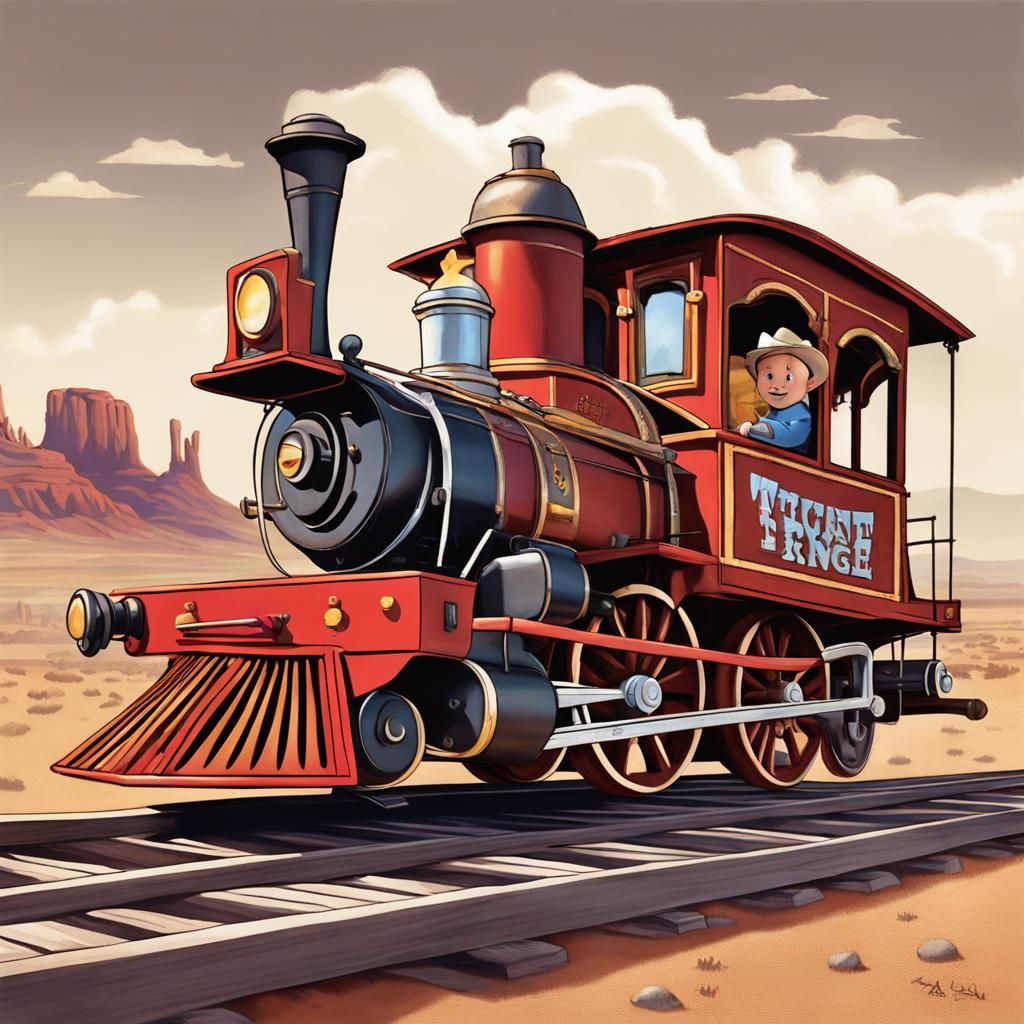 Wild West Little Engine That Could Illustration