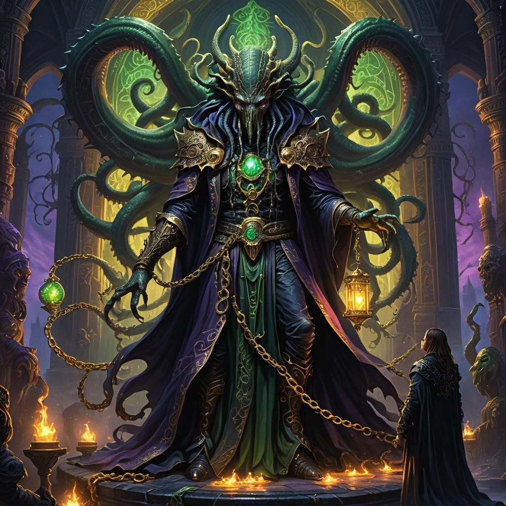 Priestess Frees Cthulhu: Dark Fantasy Art