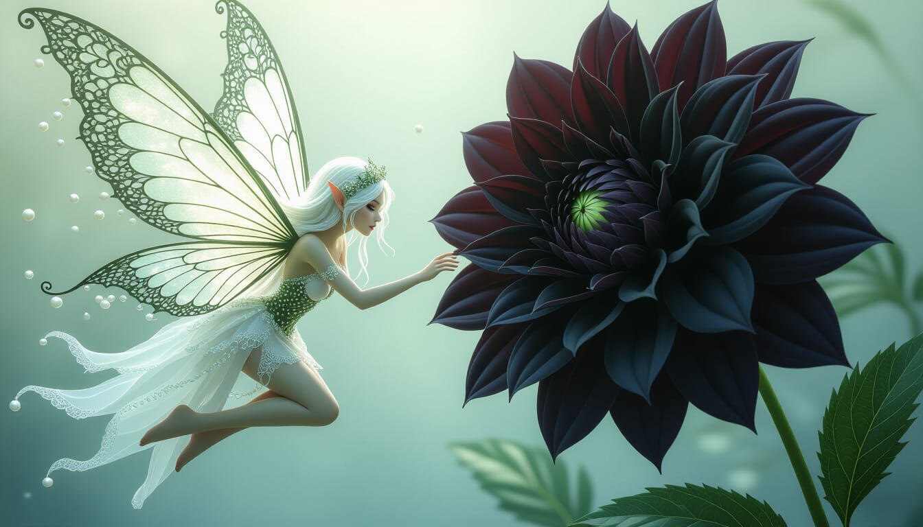 Ethereal Pearl Faery in Dark Fantasy Style