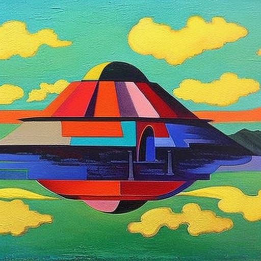 Surreal Mushroom Temple: A Regionalist Painting