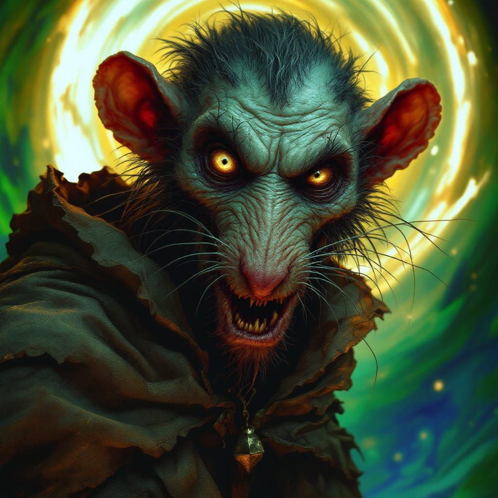Grotesque Rat Master Concept Art in Beksiński Style