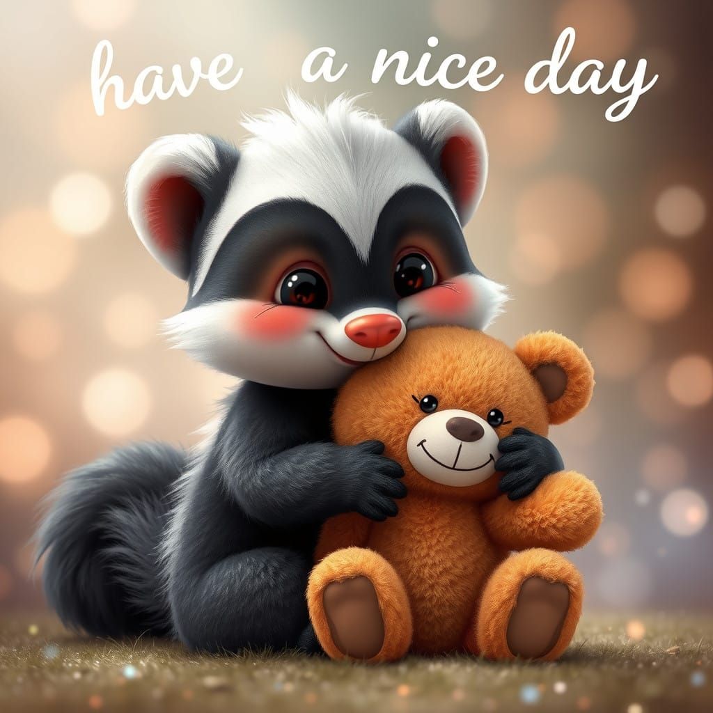 Cuddly Skunk Surrounded by Whimsical Sparkles