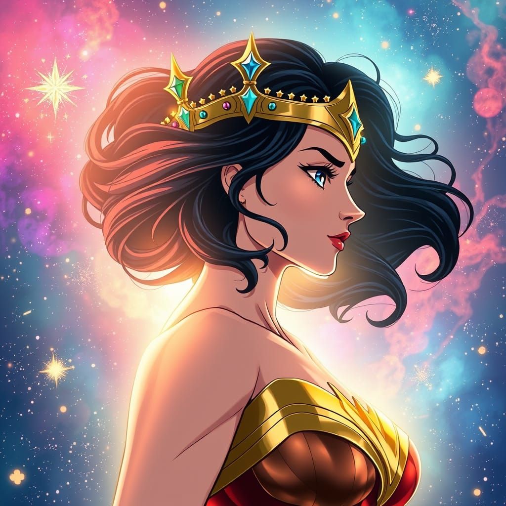 Wonder Woman's Magical Transformation in Anime Style