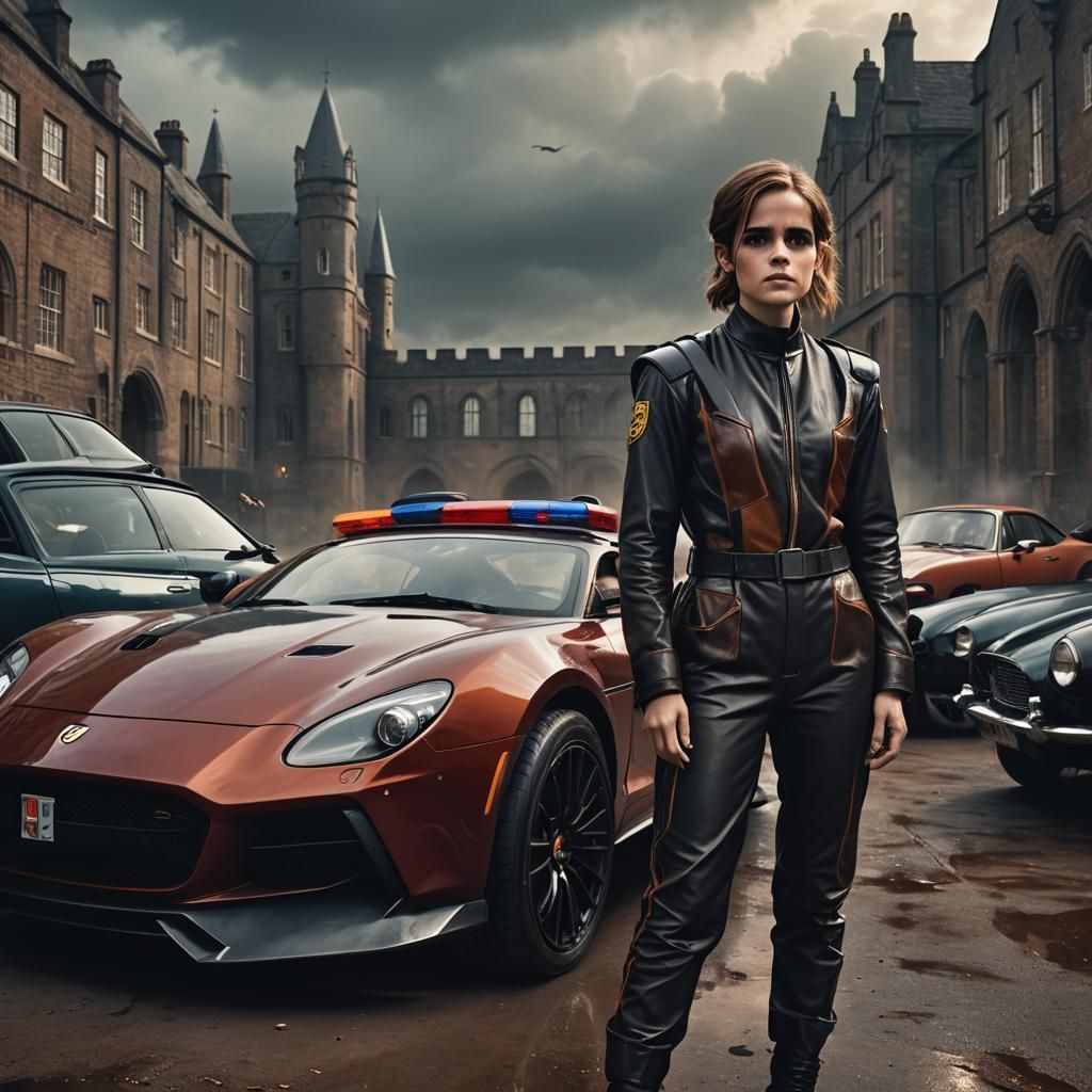 Emma Watson as Fantasy Prison Guard in Sports Car