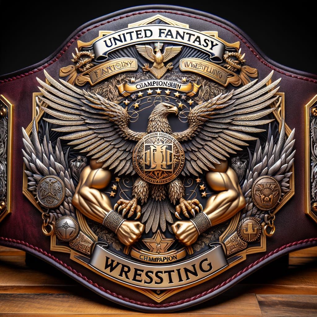 United Fantasy Wrestling Championship Belt in Gold and Silve...