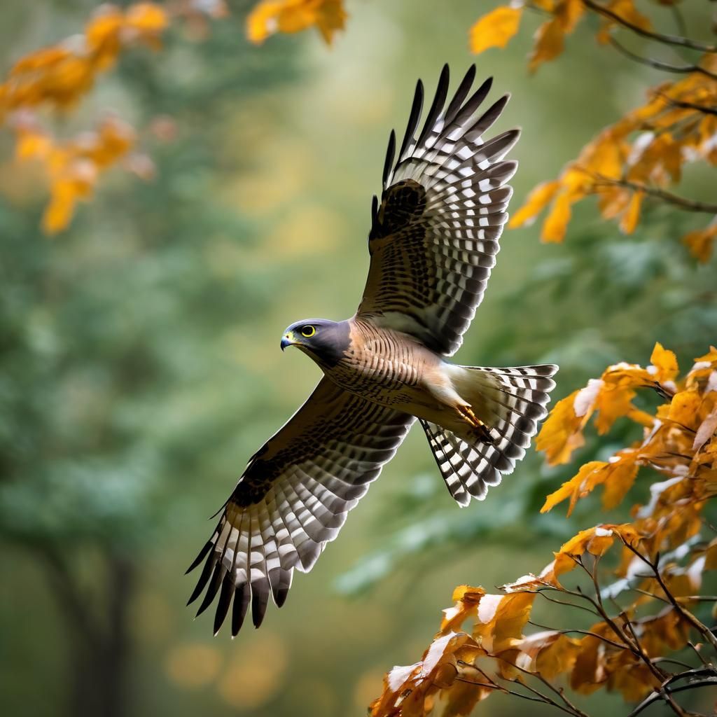 Eurasian Sparrowhawk Soaring in Natural Light