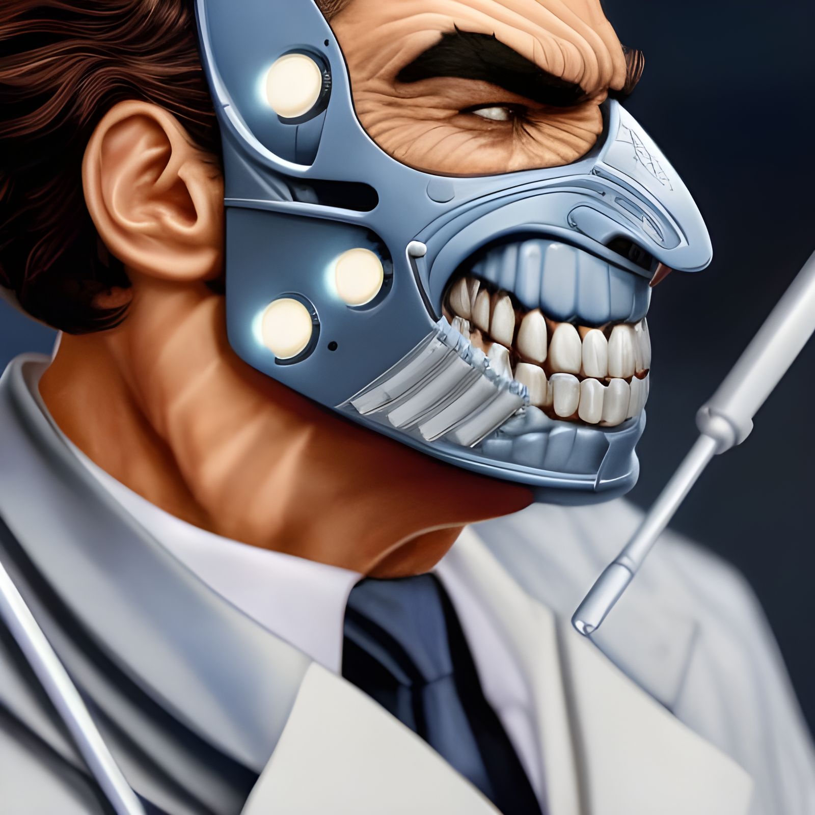 Two-Face as Dentist in Comic Book Style