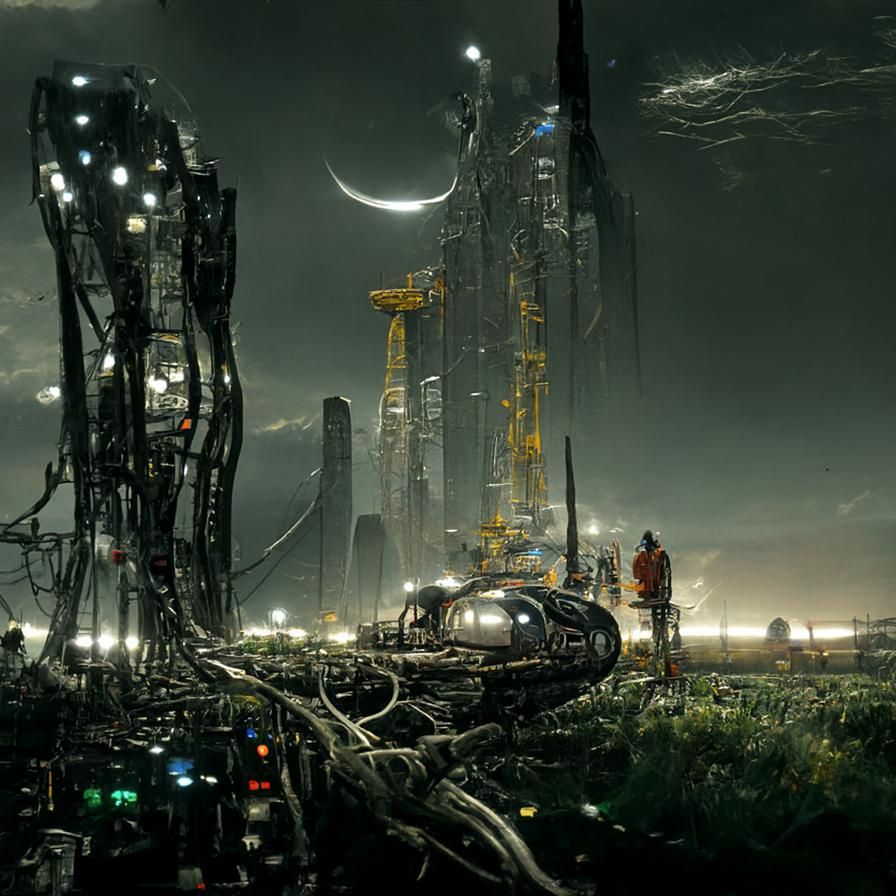 Majestic Spacedock at Night in Hyperrealistic 3D Landscape