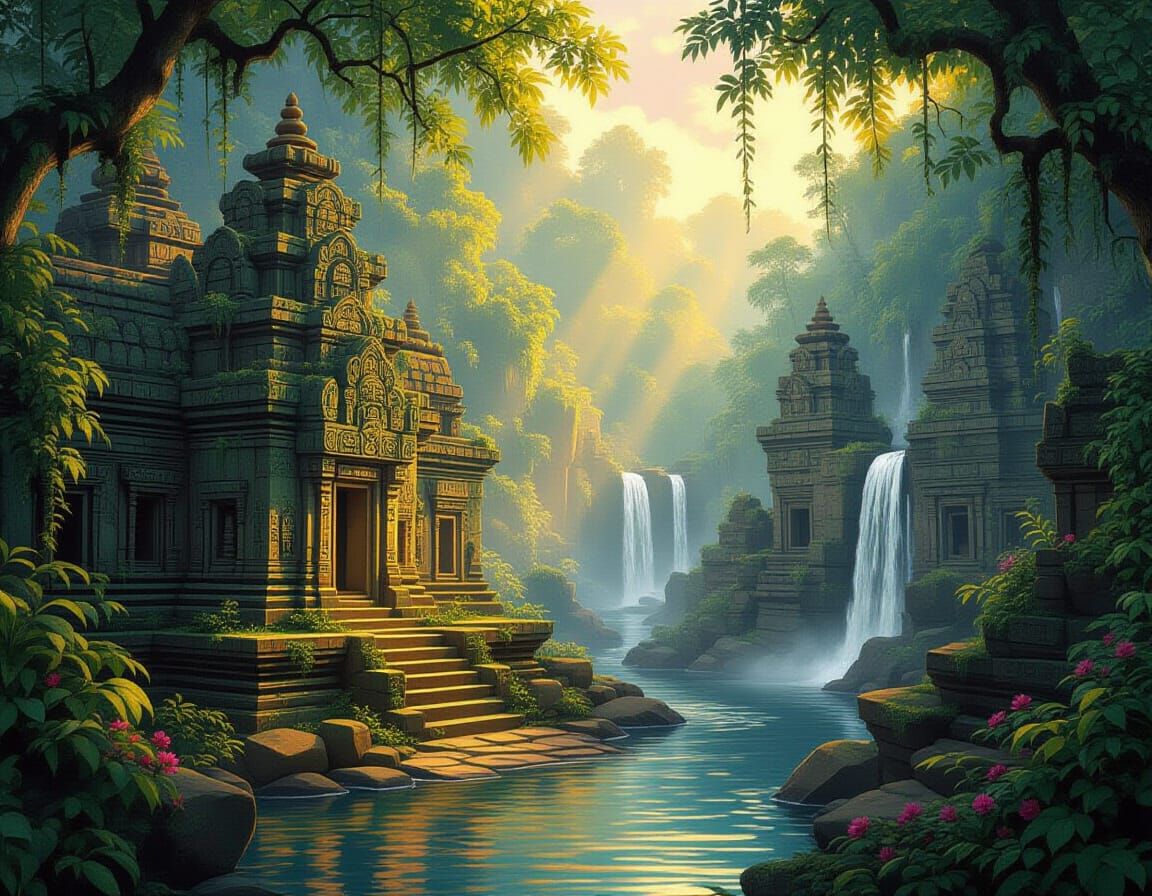 Lost South Asian City Ruins at Golden Hour