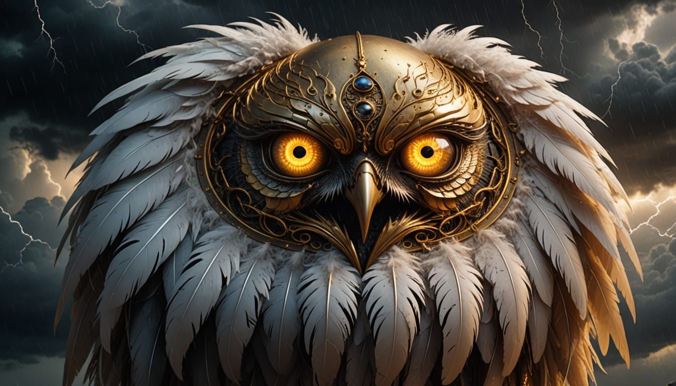 Surreal Flesh Orb Descends from Stormy Sky in Fantasy Art