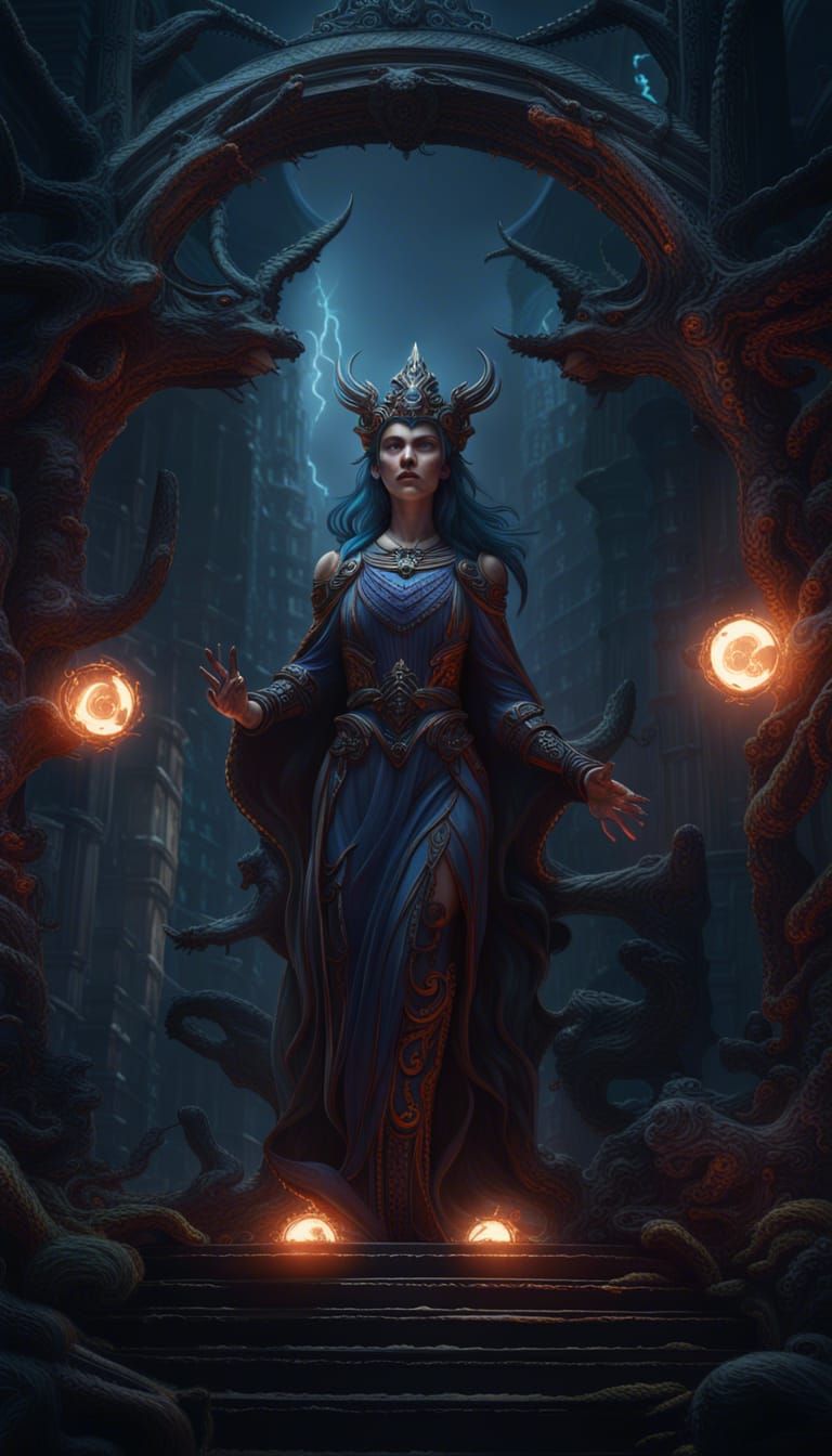 Detailed Matte Painting of Hecate in Fantasy Art Style