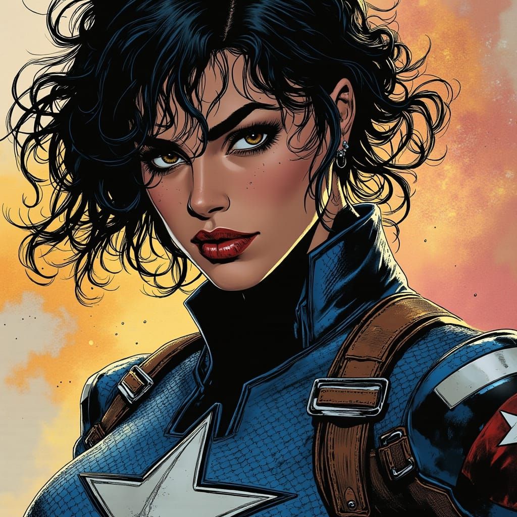 Rihanna as Captain America in Splash Art Style