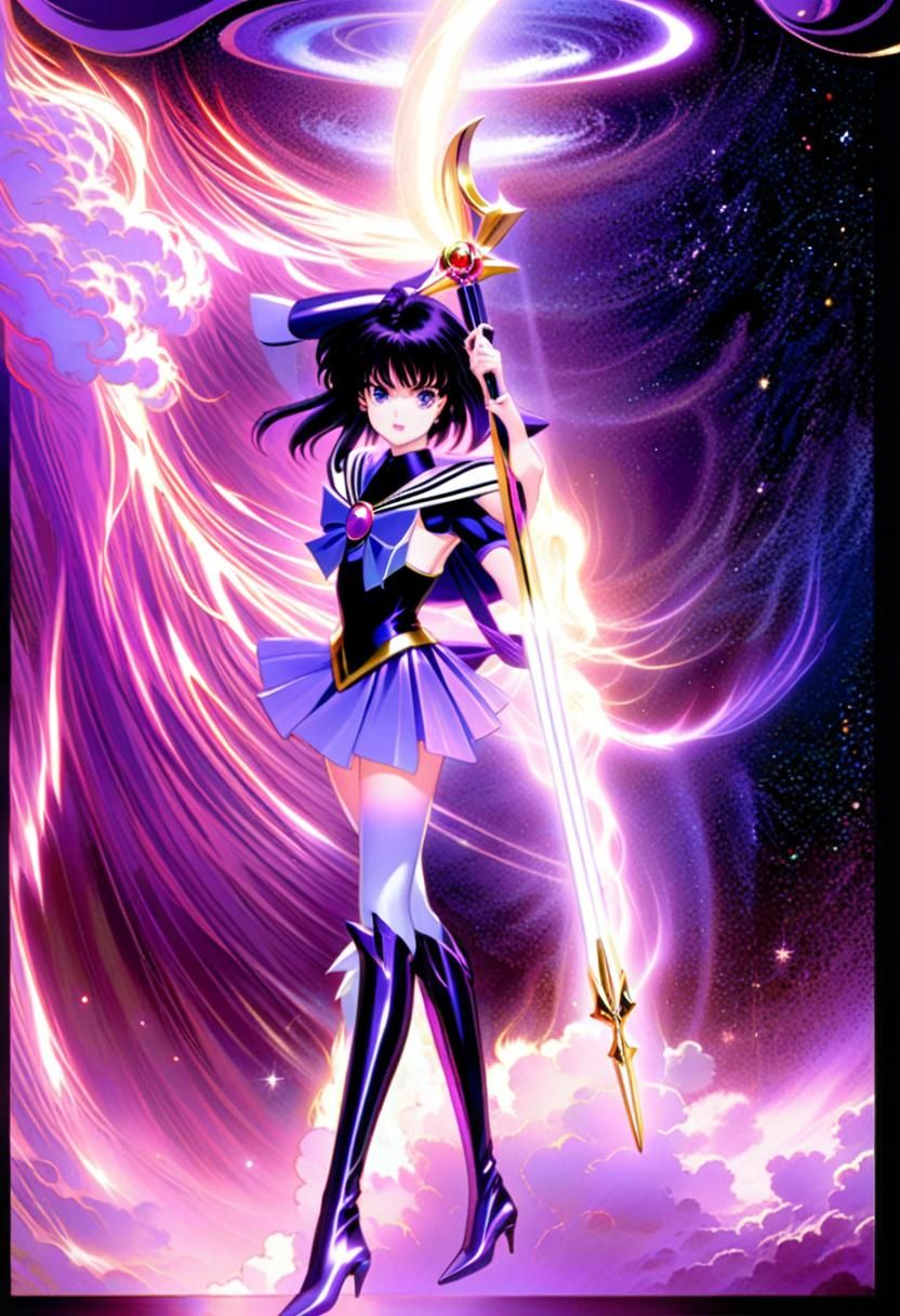 Iridescent Sailor Saturn in Anime Style