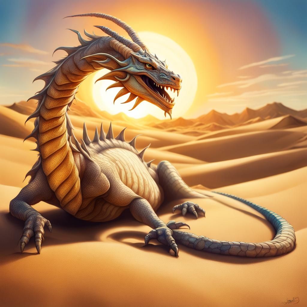 Majestic Sand Dragon with Scorpion Tail in Desert