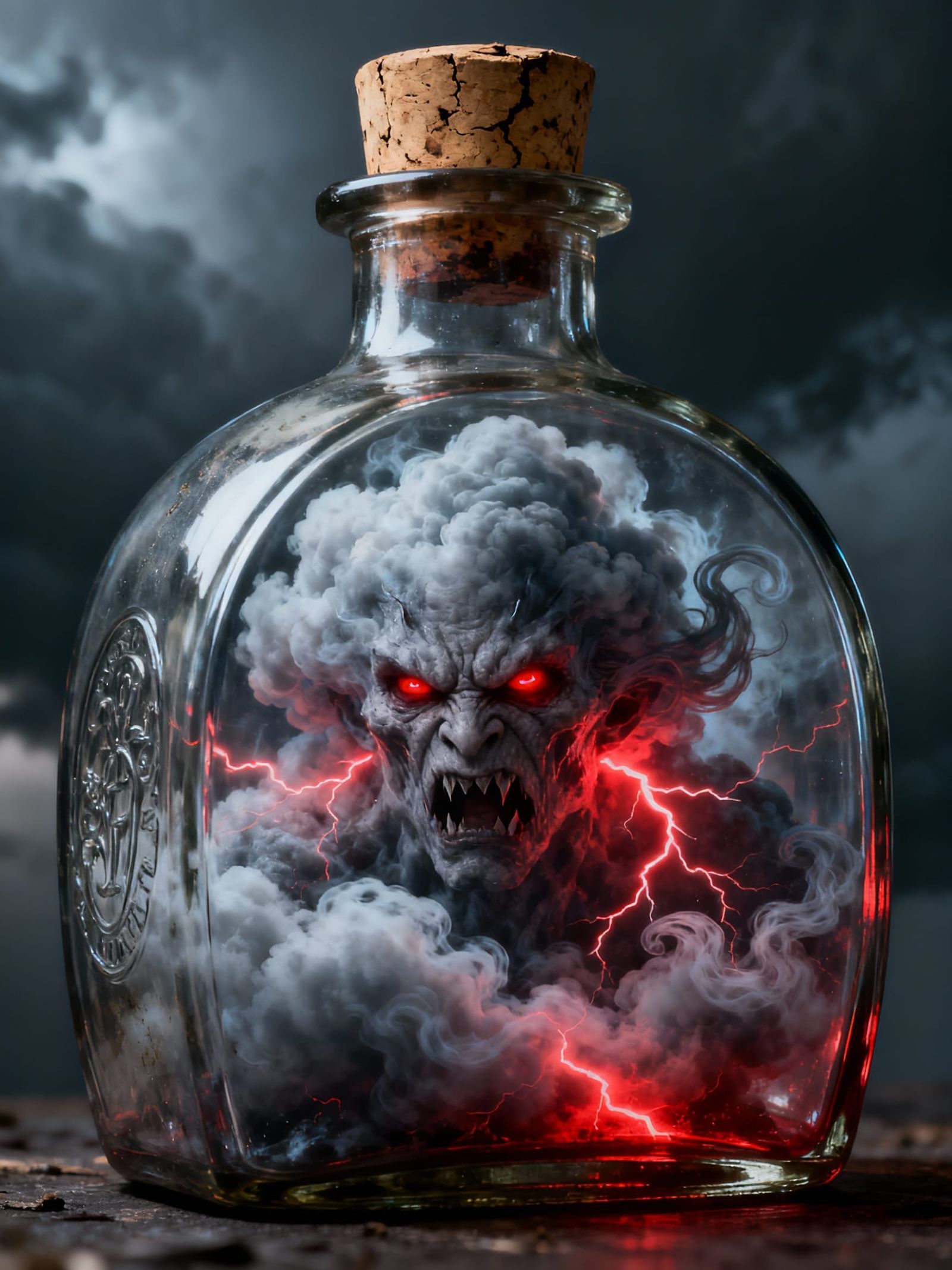 Antique Bottle Holds a Menacing Storm Entity