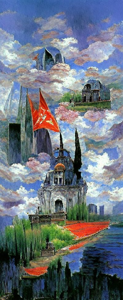 Sci-Fi Stalinist Architecture in Impressionist Style