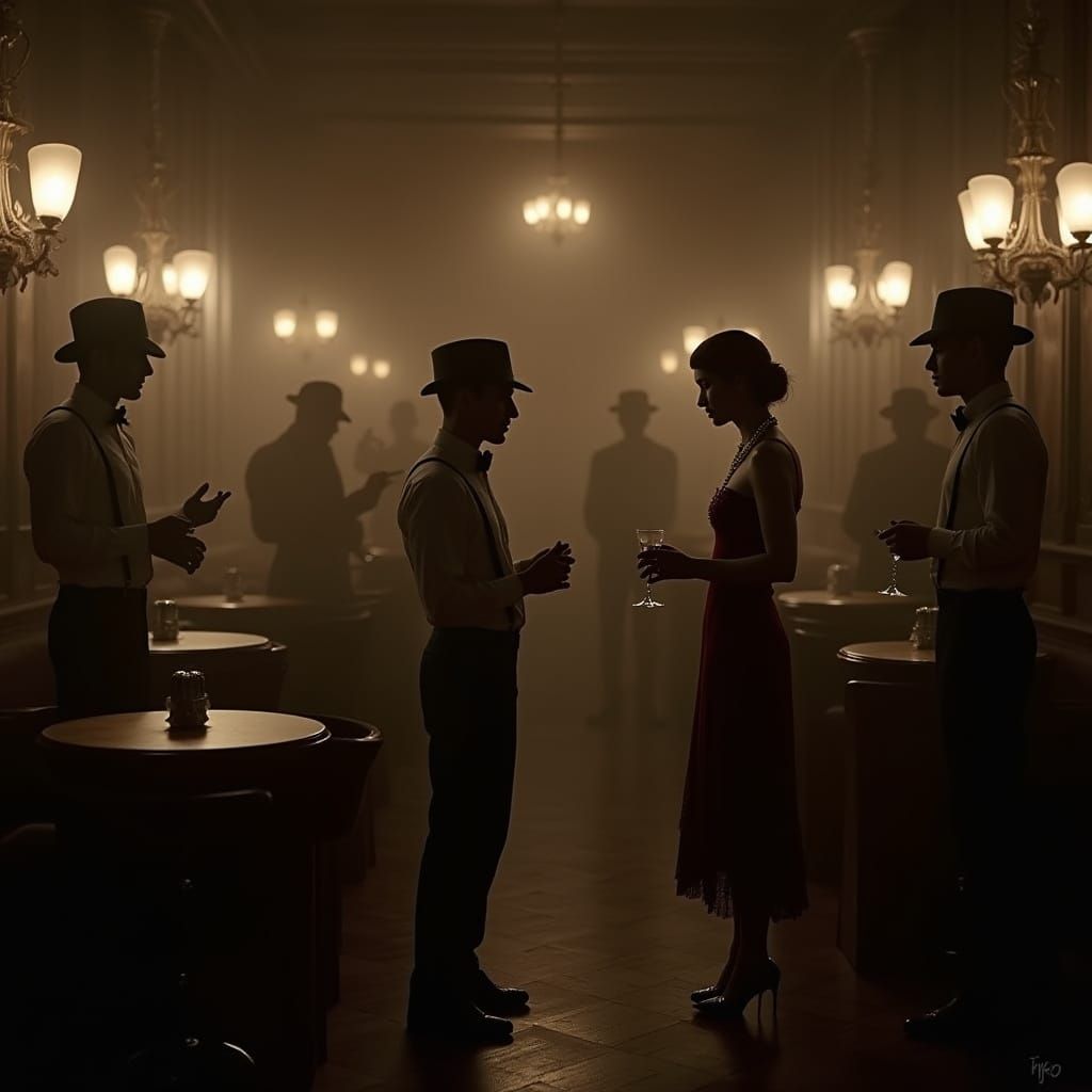 Elegant 1920s Speakeasy in Sepia Tone