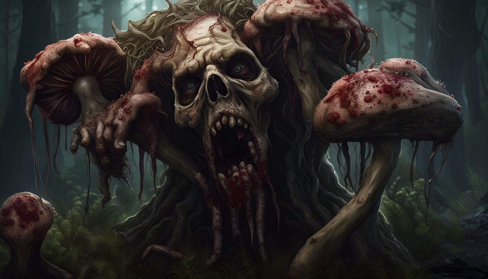 Apocalyptic Fungal Zombie in Dark Fantasy Style
