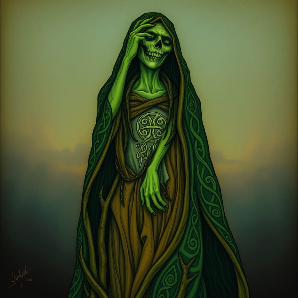 Ethereal Banshee in Celtic Art Nouveau Style