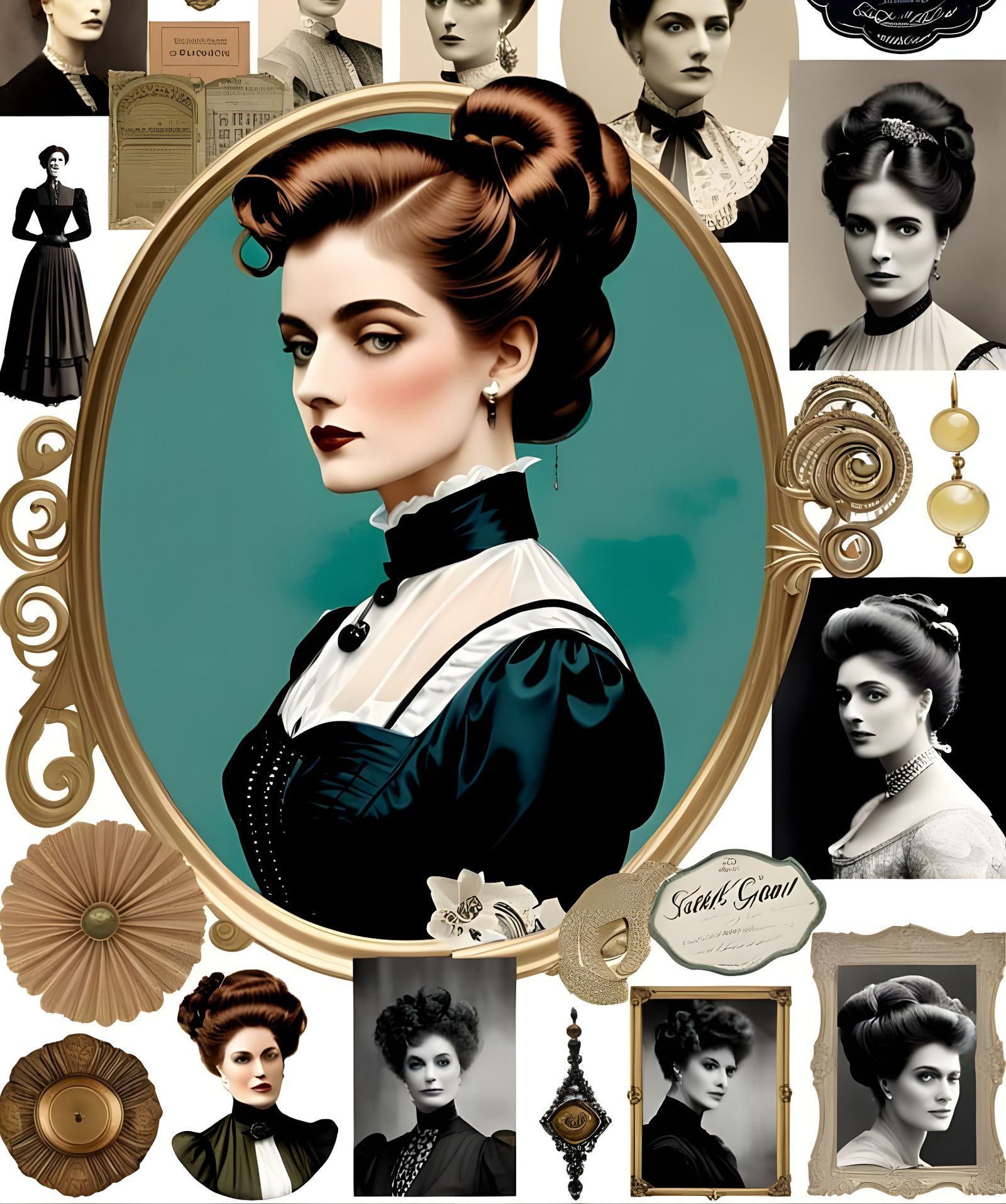 Gibson Girl in Art Nouveau Elegance