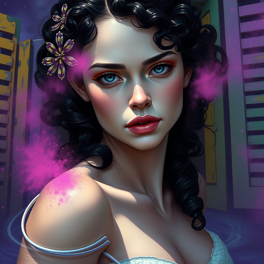 Ethereal Woman in Water: A Dark Fantasy Art Piece