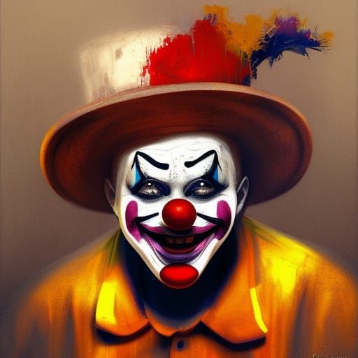 Clown Paints Clown Fresco: Expressionist Graffiti Art