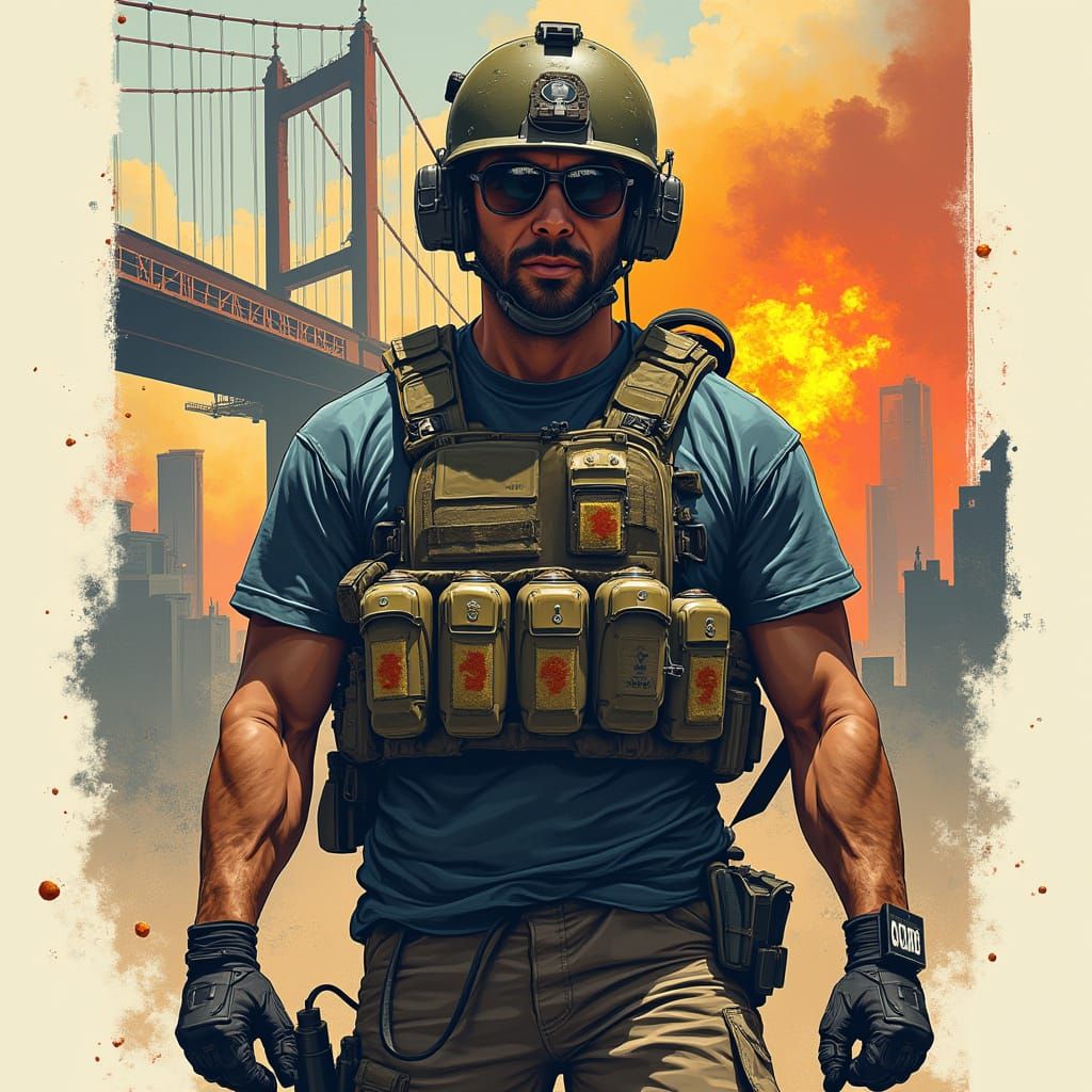 Combat Engineer Tactical T-Shirt Design with Distressed Text...