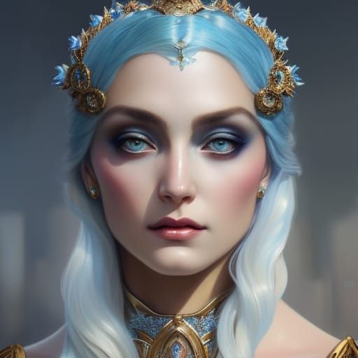 Ice Queen Portrait in Mucha Style