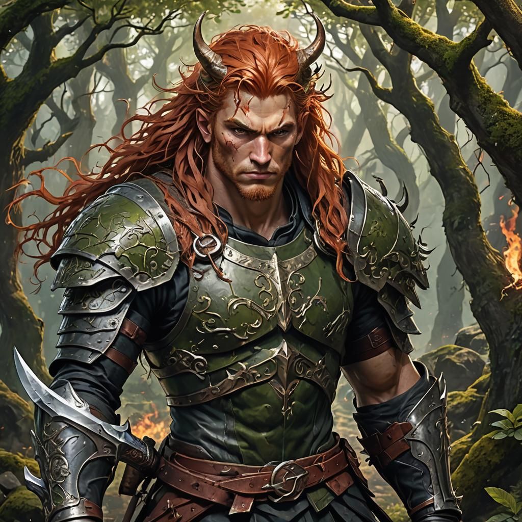 Anime-Style Forest Guardian with Runed Sword