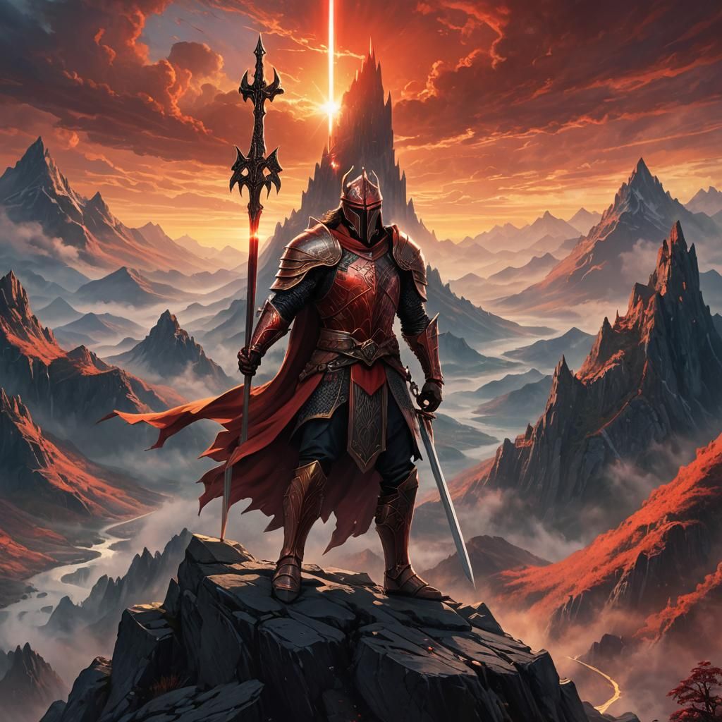 Legendary Warrior with Excalibur: Epic Fantasy Art