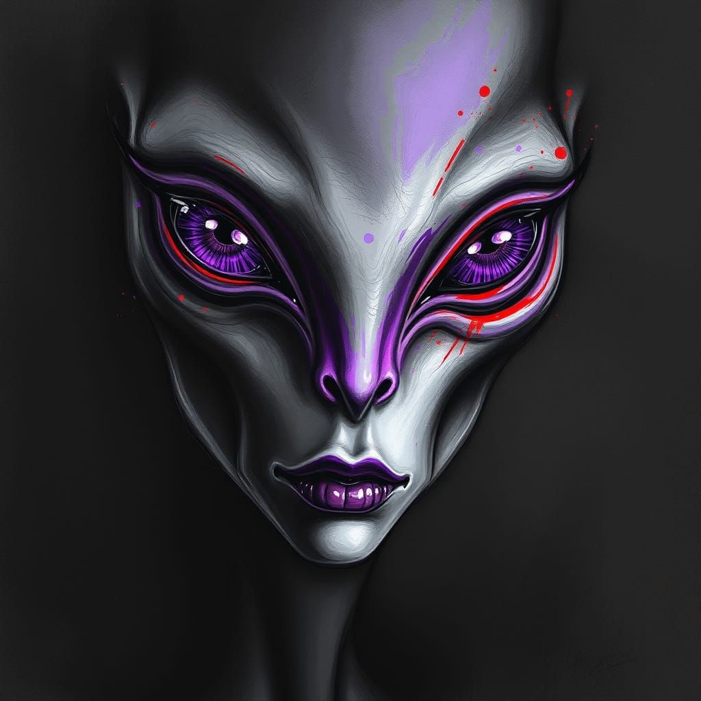 Moody Alien Portrait in Charcoal Chiaroscuro Style