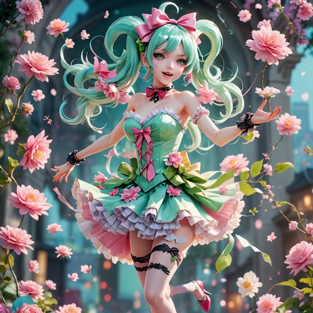 Mint Monster Girl in Anime-Inspired 3D Art