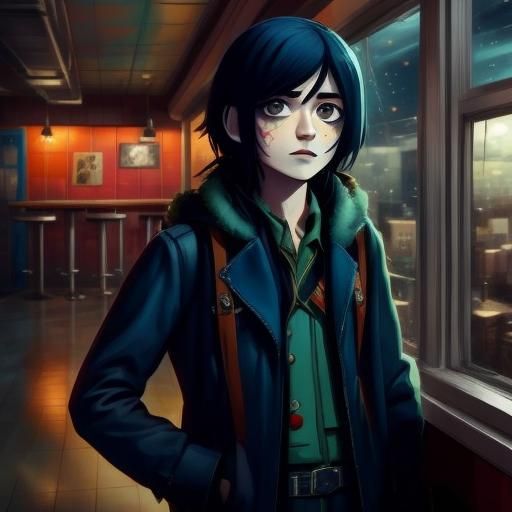 Coraline Meets Arya Stark in Anime Style