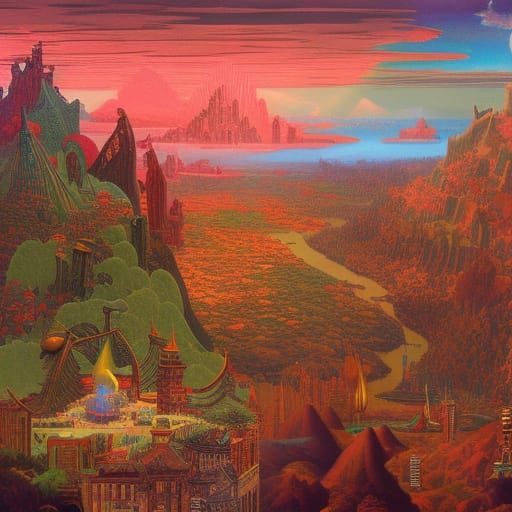 Shangri La in a Surrealist Style