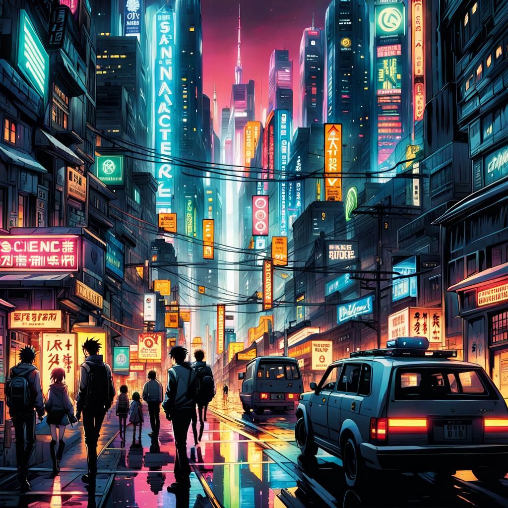 Oriental City of the Future: Manga-Inspired Sci-Fi Art