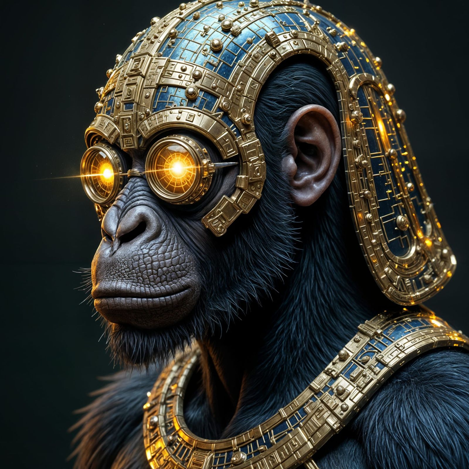The Glitch Pharaoh Ape in Cyberpunk Style