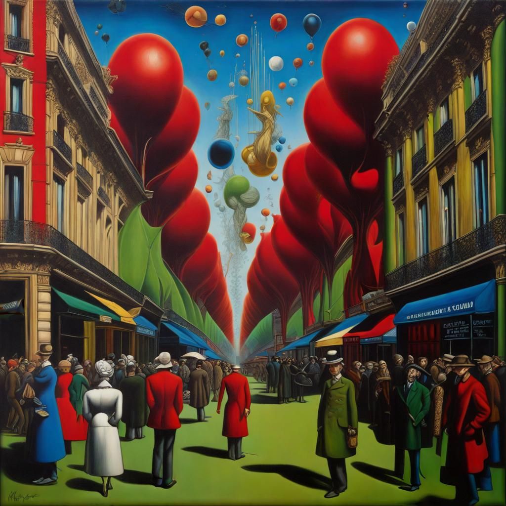 Surrealist Avenue des Champs-Élysées in Hyper-realism