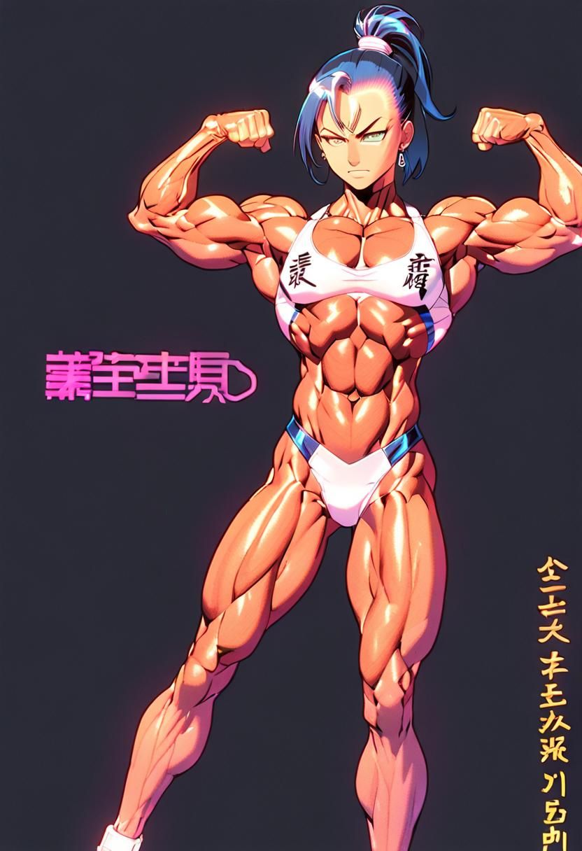 Anime Style Bodybuilder in Heroic Pose