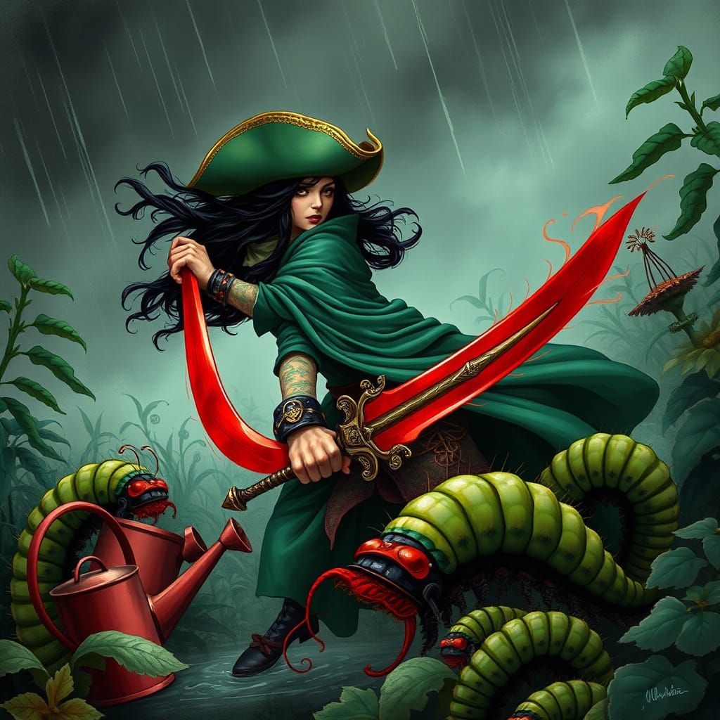 Pirate Gardener Battles Caterpillars in Echo Chernik Style