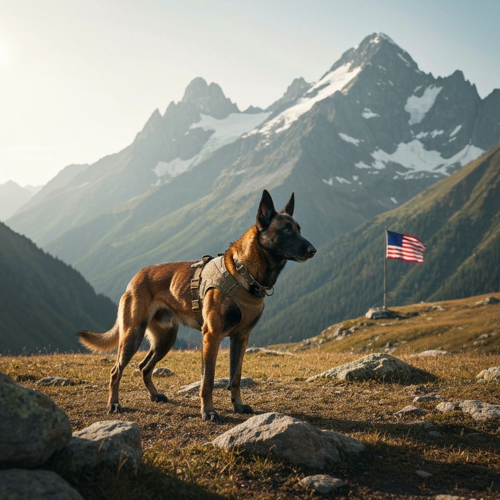 Vigilant Belgian Malinois in Alpine Landscape