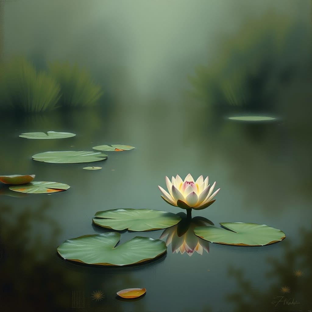Lotus Blooms in Soft Monet-Inspired Dreamscapes