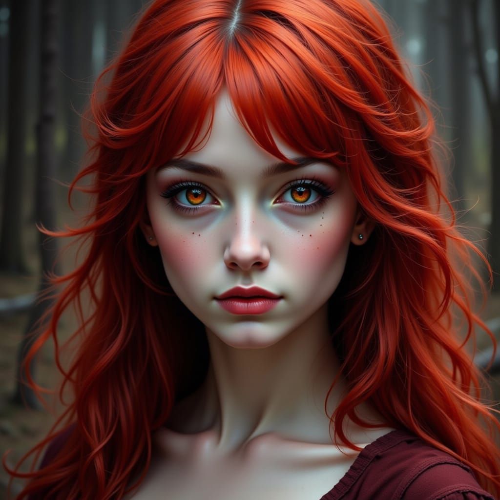 Wild Dark Redhead in Old West Style